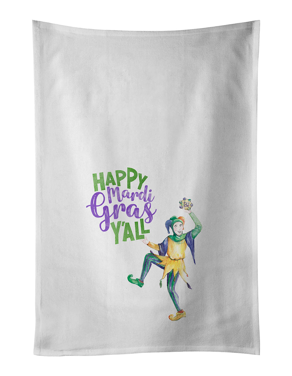 Happy Mardi Gras Kitchen Towel Set of 2 White Dish Towels Decorative Bathroom Hand towel for Hand, Face, Hair, Yoga, Tea, Dishcloth, 19 X 28", White