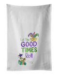 Let the Good Times Roll Mardi Gras Kitchen Towel Set of 2 White Dish Towels Decorative Bathroom Hand towel for Hand, Face, Hair, Yoga, Tea, Dishcloth, 19 X 28", White