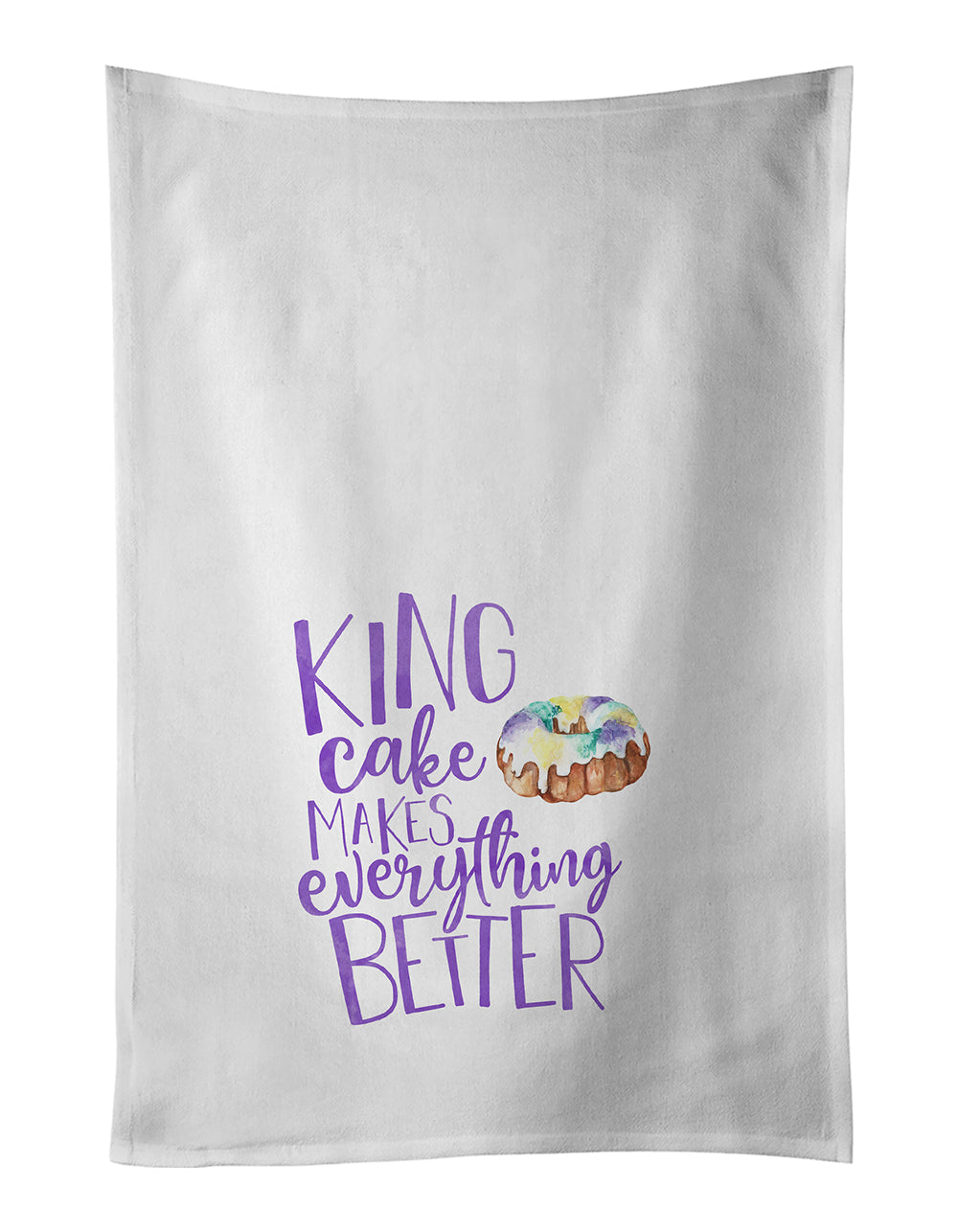 King Cake Makes Mardi Gras Kitchen Towel Set of 2 White Dish Towels Decorative Bathroom Hand towel for Hand, Face, Hair, Yoga, Tea, Dishcloth, 19 X 28", White