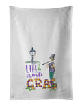Life of the Mardi Gras Kitchen Towel Set of 2 White Dish Towels Decorative Bathroom Hand towel for Hand, Face, Hair, Yoga, Tea, Dishcloth, 19 X 28", White