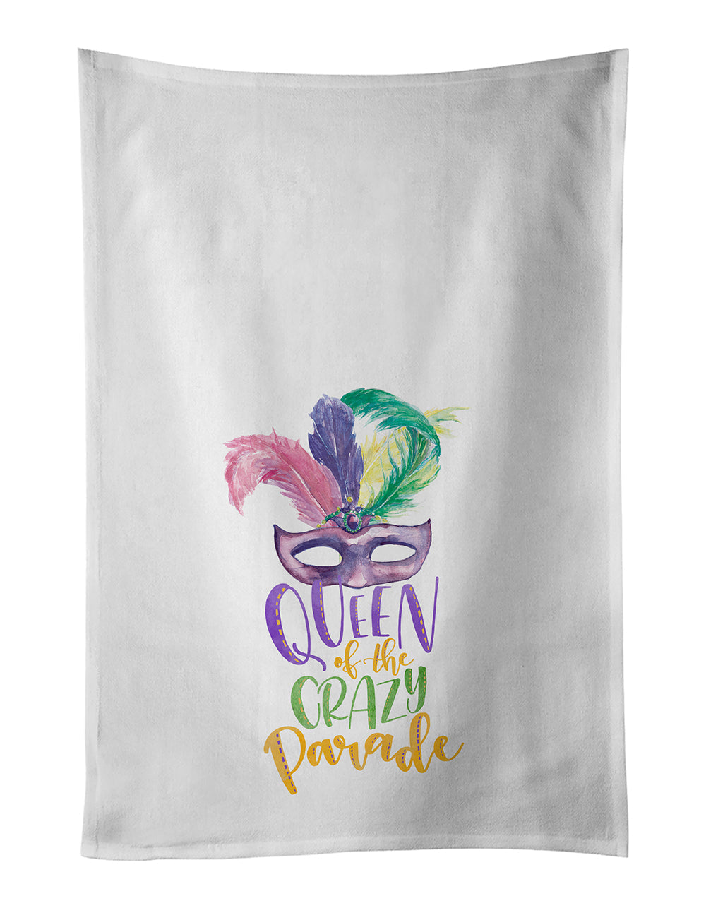 Queen of the Crazy Parade Mardi Gras Kitchen Towel Set of 2 White Dish Towels Decorative Bathroom Hand towel for Hand, Face, Hair, Yoga, Tea, Dishcloth, 19 X 28", White