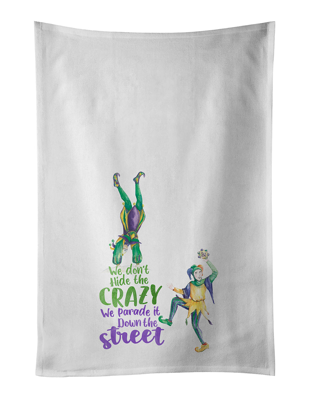 Jester Parade Mardi Gras Kitchen Towel Set of 2 White Dish Towels Decorative Bathroom Hand towel for Hand, Face, Hair, Yoga, Tea, Dishcloth, 19 X 28", White