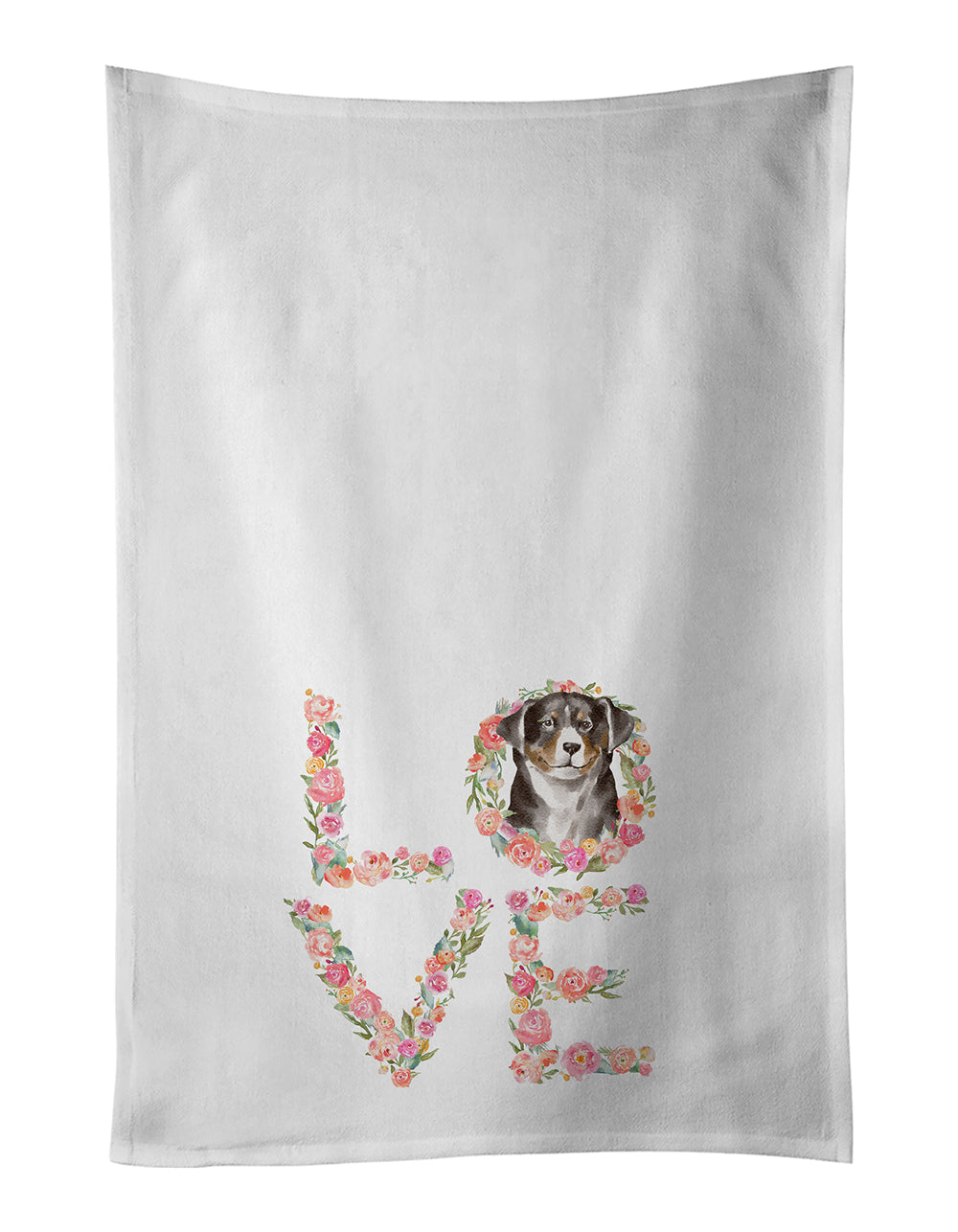 Appenzeller Sennenhund Love Kitchen Towel Set of 2 White Dish Towels Decorative Bathroom Hand towel for Hand, Face, Hair, Yoga, Tea, Dishcloth, 19 X 28", White