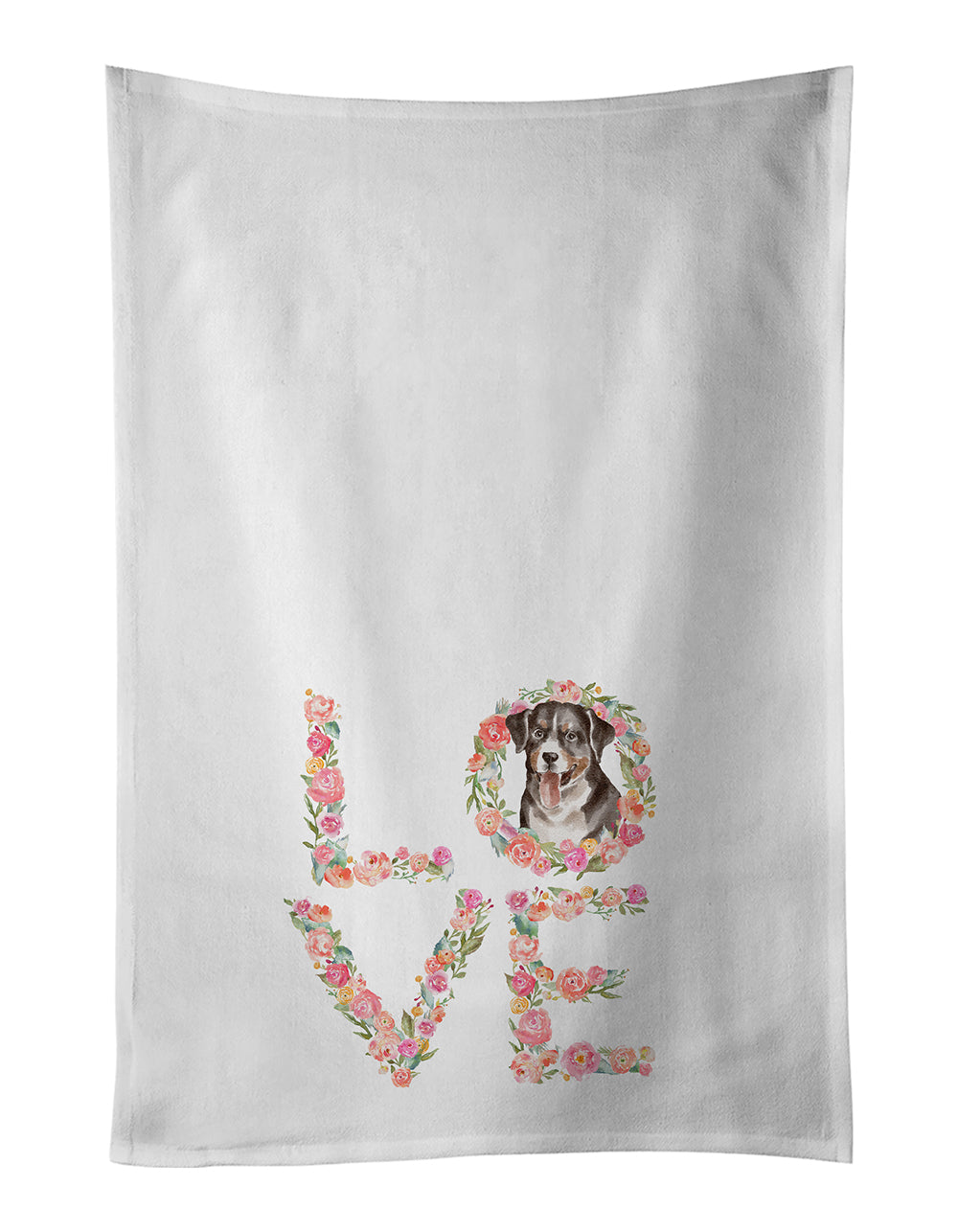 Appenzeller Sennenhund #2 Love Kitchen Towel Set of 2 White Dish Towels Decorative Bathroom Hand towel for Hand, Face, Hair, Yoga, Tea, Dishcloth, 19 X 28", White