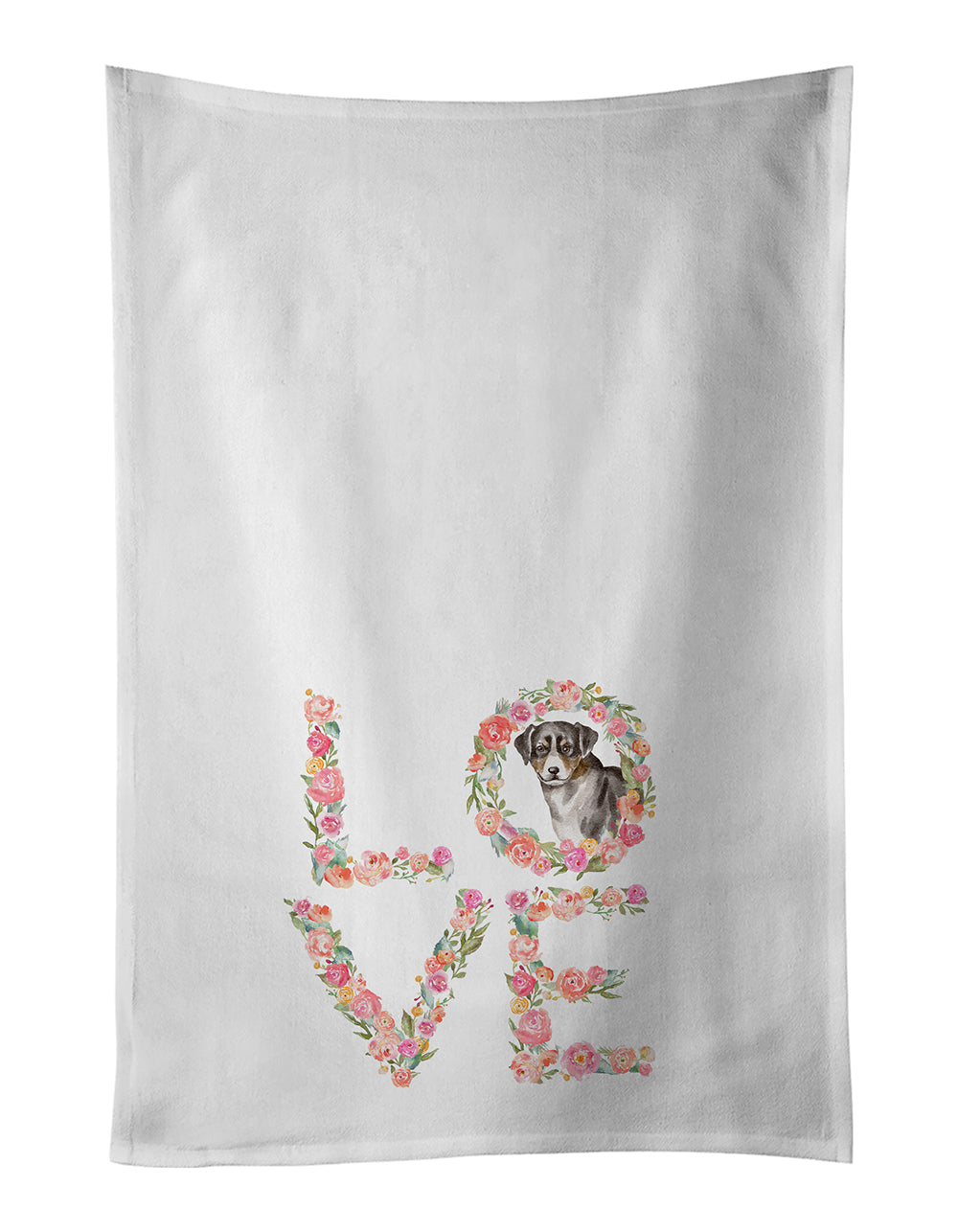 Appenzeller Sennenhund #4 Love Kitchen Towel Set of 2 White Dish Towels Decorative Bathroom Hand towel for Hand, Face, Hair, Yoga, Tea, Dishcloth, 19 X 28", White