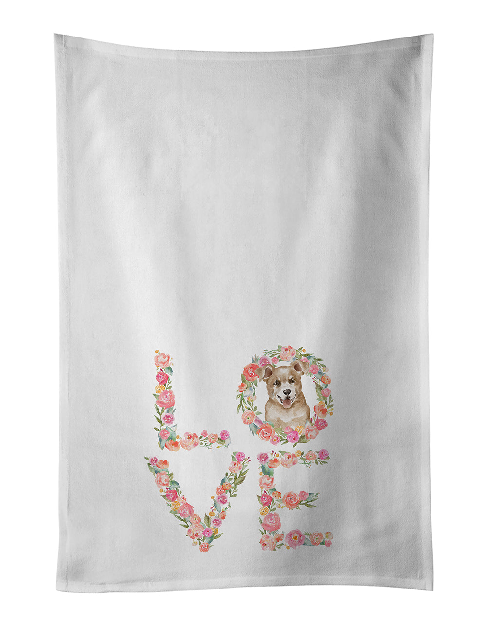 Red Australian Cattle Dog Puppy Love Kitchen Towel Set of 2 White Dish Towels Decorative Bathroom Hand towel for Hand, Face, Hair, Yoga, Tea, Dishcloth, 19 X 28", White