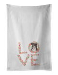 Border Collie #5 Love Kitchen Towel Set of 2 White Dish Towels Decorative Bathroom Hand towel for Hand, Face, Hair, Yoga, Tea, Dishcloth, 19 X 28", White