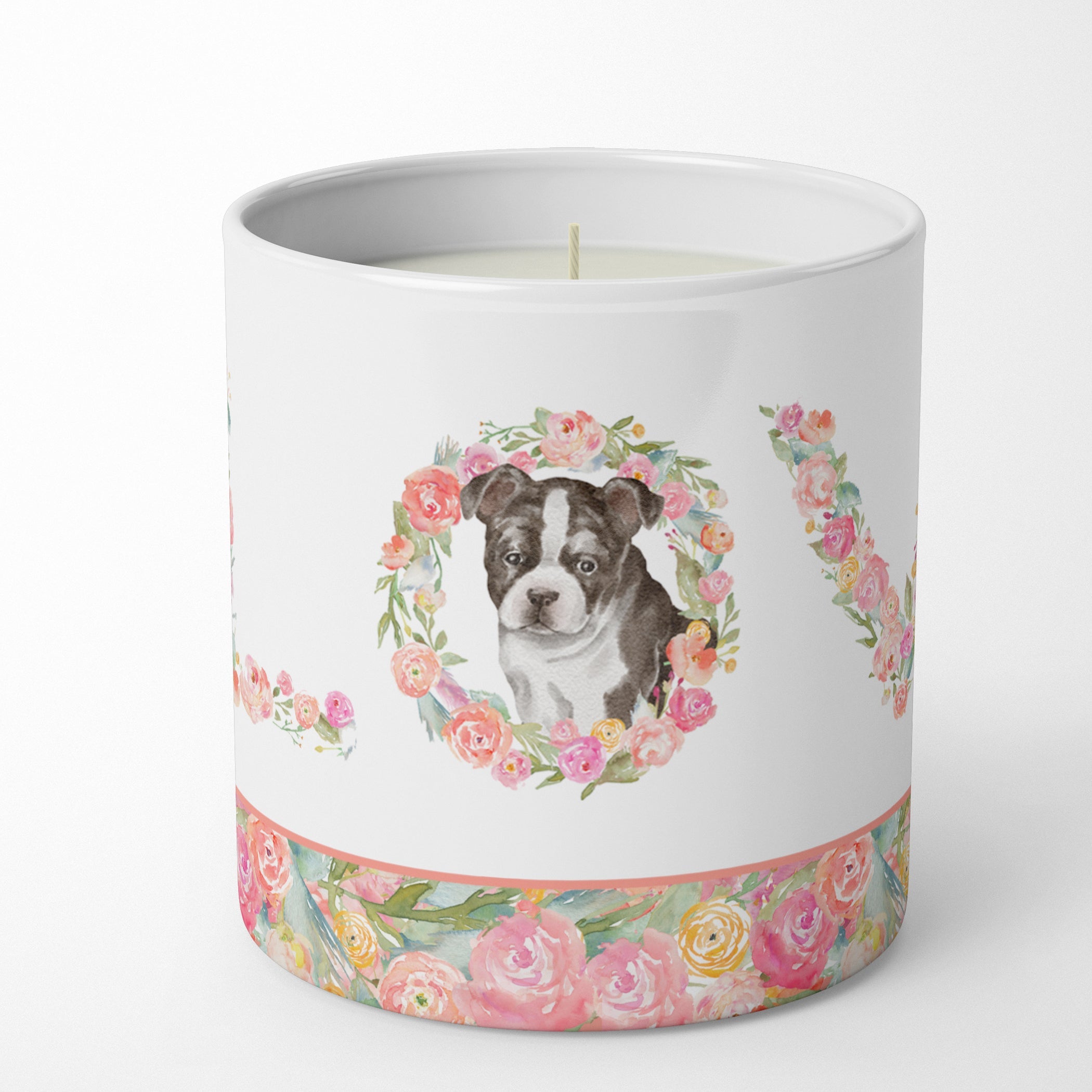 Boston Terrier Puppy Love Decorative Soy Candle Nature Soy Wax Essential Oil Home Decor Ideal for Bedroom Kitchen Bath Office Gift, 10 oz