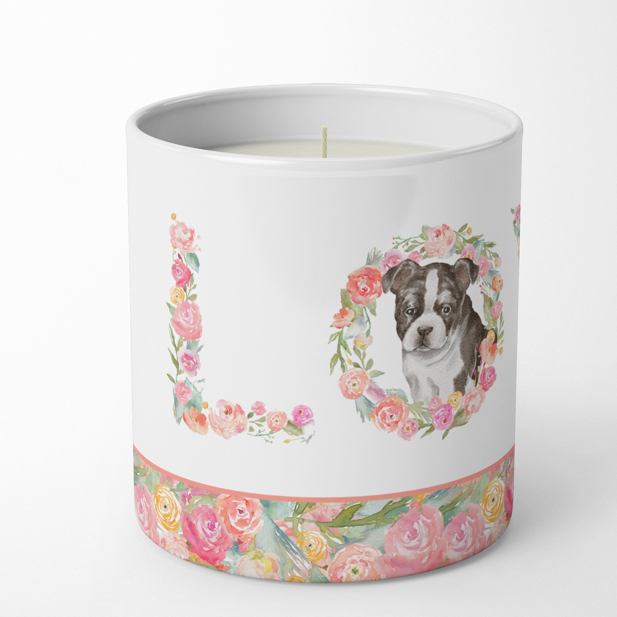 Boston Terrier Puppy Love Decorative Soy Candle Nature Soy Wax Essential Oil Home Decor Ideal for Bedroom Kitchen Bath Office Gift, 10 oz
