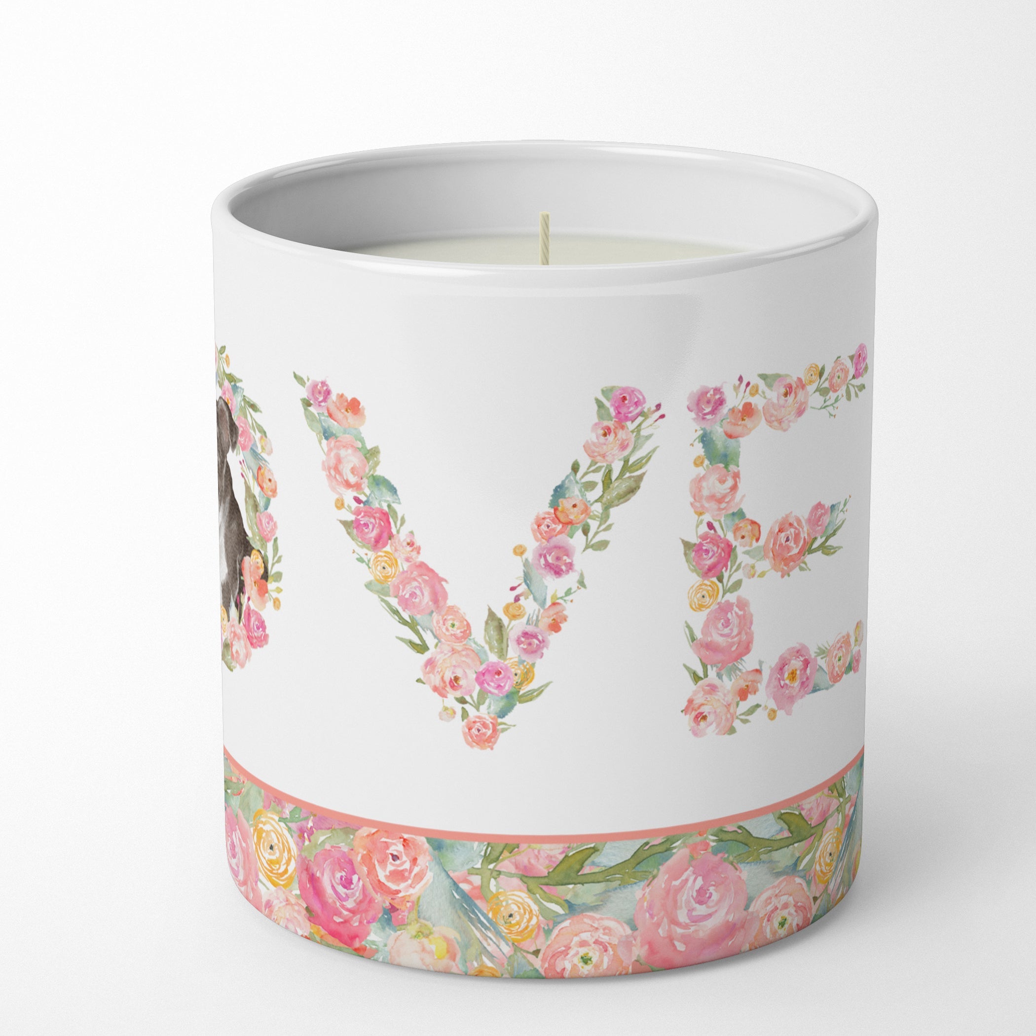 Boston Terrier Puppy Love Decorative Soy Candle Nature Soy Wax Essential Oil Home Decor Ideal for Bedroom Kitchen Bath Office Gift, 10 oz