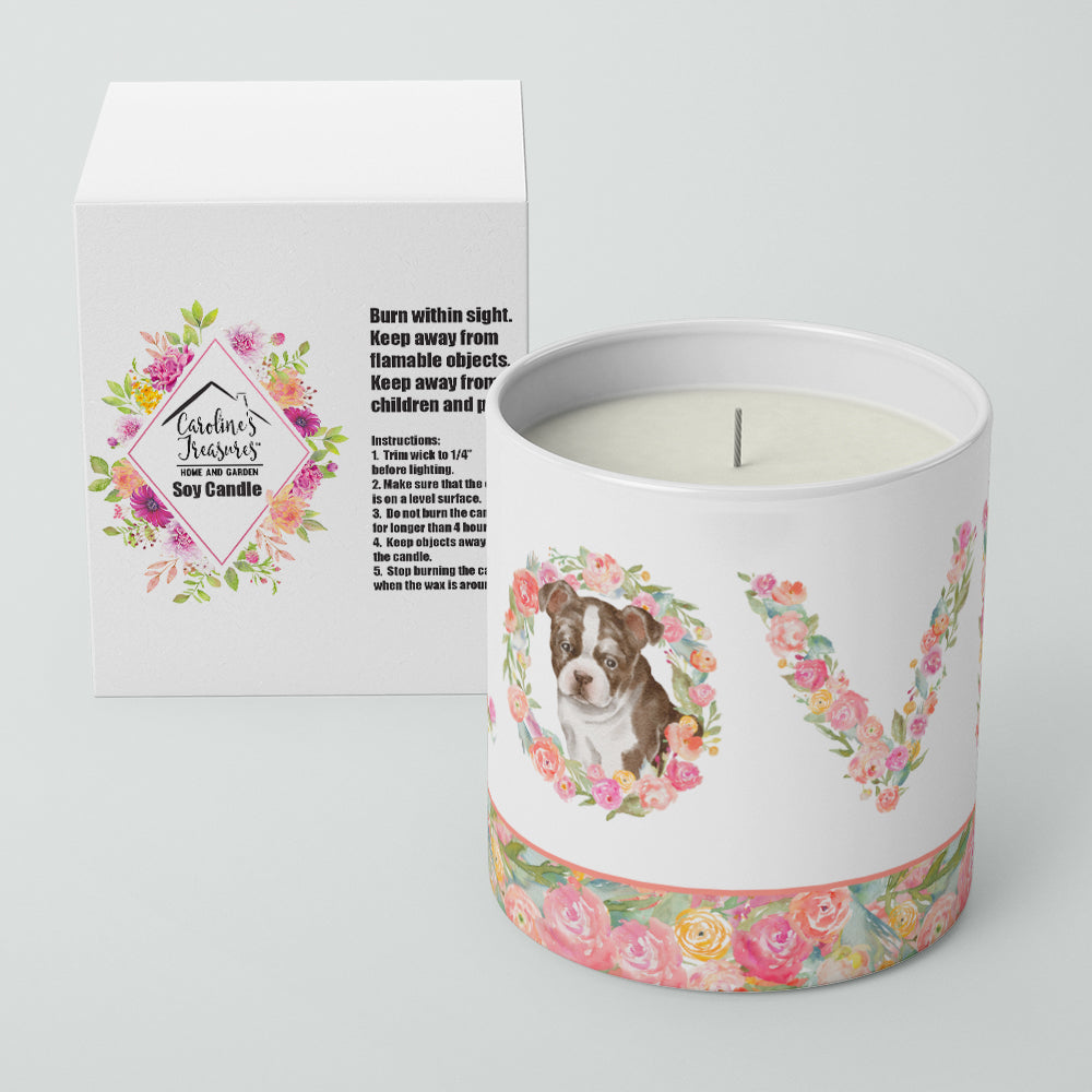 Boston Terrier Puppy #2 Love Decorative Soy Candle Nature Soy Wax Essential Oil Home Decor Ideal for Bedroom Kitchen Bath Office Gift, 10 oz