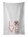 Boston Terrier Puppy #3 Love Kitchen Towel Set of 2 White Dish Towels Decorative Bathroom Hand towel for Hand, Face, Hair, Yoga, Tea, Dishcloth, 19 X 28", White