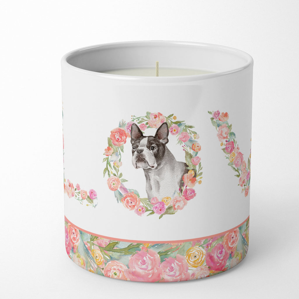 Boston Terrier Love Decorative Soy Candle Nature Soy Wax Essential Oil Home Decor Ideal for Bedroom Kitchen Bath Office Gift, 10 oz