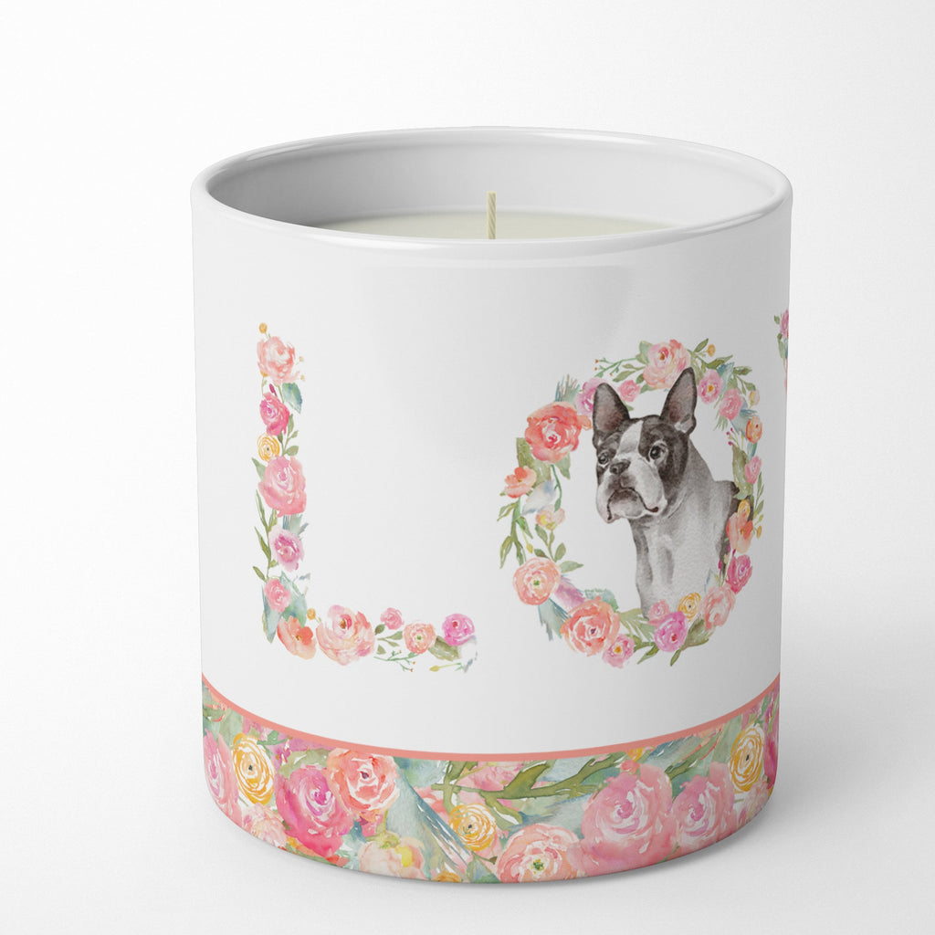 Boston Terrier Love Decorative Soy Candle Nature Soy Wax Essential Oil Home Decor Ideal for Bedroom Kitchen Bath Office Gift, 10 oz