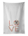 Boston Terrier #3 Love Kitchen Towel Set of 2 White Dish Towels Decorative Bathroom Hand towel for Hand, Face, Hair, Yoga, Tea, Dishcloth, 19 X 28", White