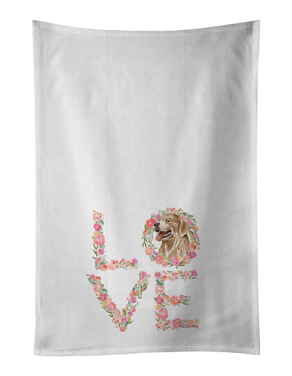 Golden Retriever #6 Love Kitchen Towel Set of 2 White Dish Towels Decorative Bathroom Hand towel for Hand, Face, Hair, Yoga, Tea, Dishcloth, 19 X 28", White