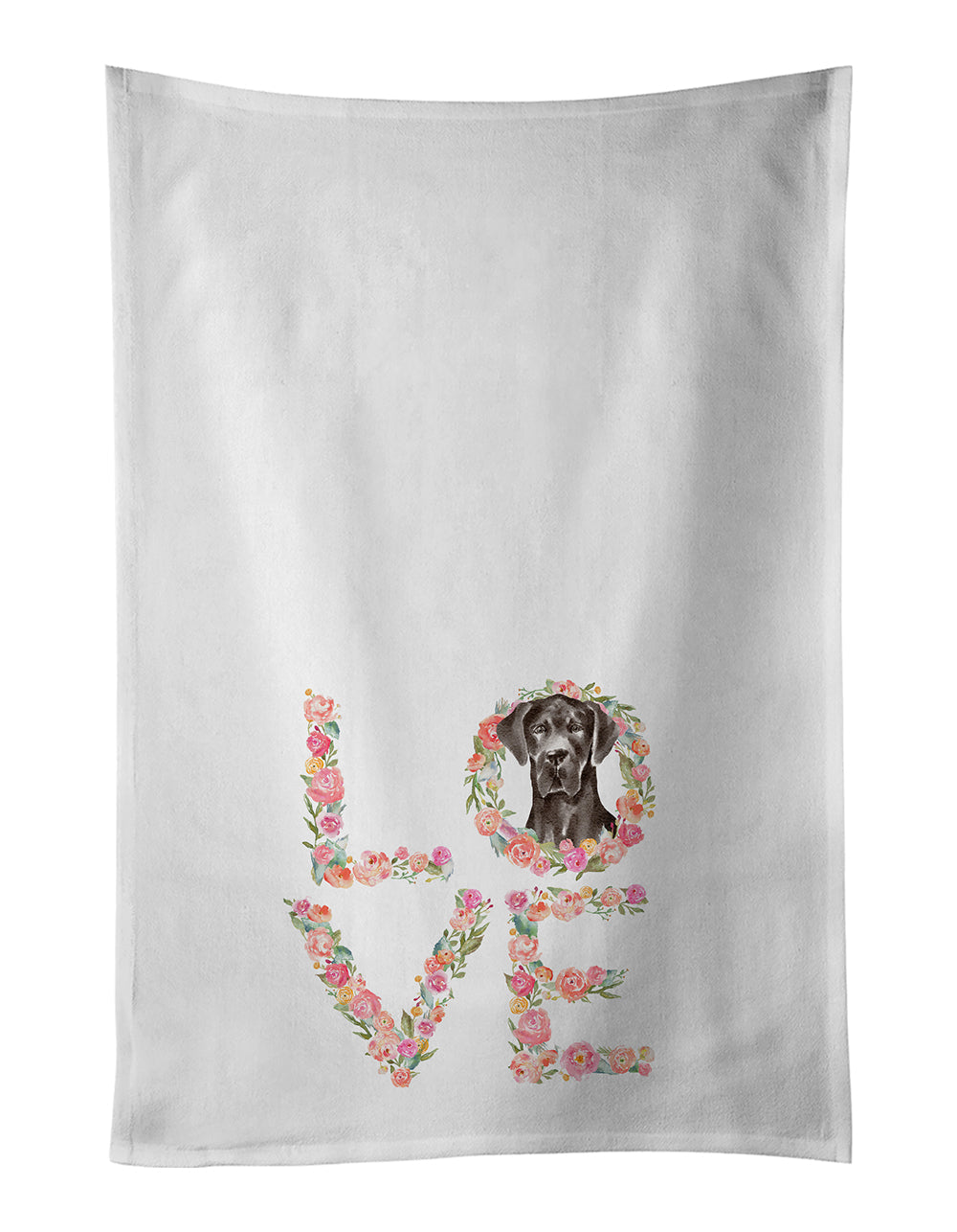 Black Great Dane #3 Love Kitchen Towel Set of 2 White Dish Towels Decorative Bathroom Hand towel for Hand, Face, Hair, Yoga, Tea, Dishcloth, 19 X 28", White