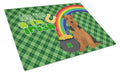 Black and Tan Airedale Terrier St. Patrick's Day Cutting Board Tempered Glass Kitchen Cutting Surface, Heat Resistant Chopping, Non-Slip Feet, Food Prep & Serving
