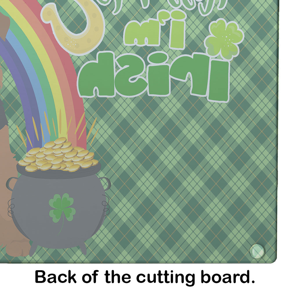 Black and Tan Airedale Terrier St. Patrick's Day Cutting Board Tempered Glass Kitchen Cutting Surface, Heat Resistant Chopping, Non-Slip Feet, Food Prep & Serving