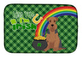 Grizzle and Tan Airedale Terrier St. Patrick's Day Dish Drying Mat Absorbent Dish Drying Mat Pad for Kitchen Counter Dish Drainer Mat for Countertop, 14 x 21", Multicolor