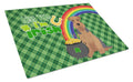 Grizzle and Tan Airedale Terrier St. Patrick's Day Cutting Board Tempered Glass Kitchen Cutting Surface, Heat Resistant Chopping, Non-Slip Feet, Food Prep & Serving