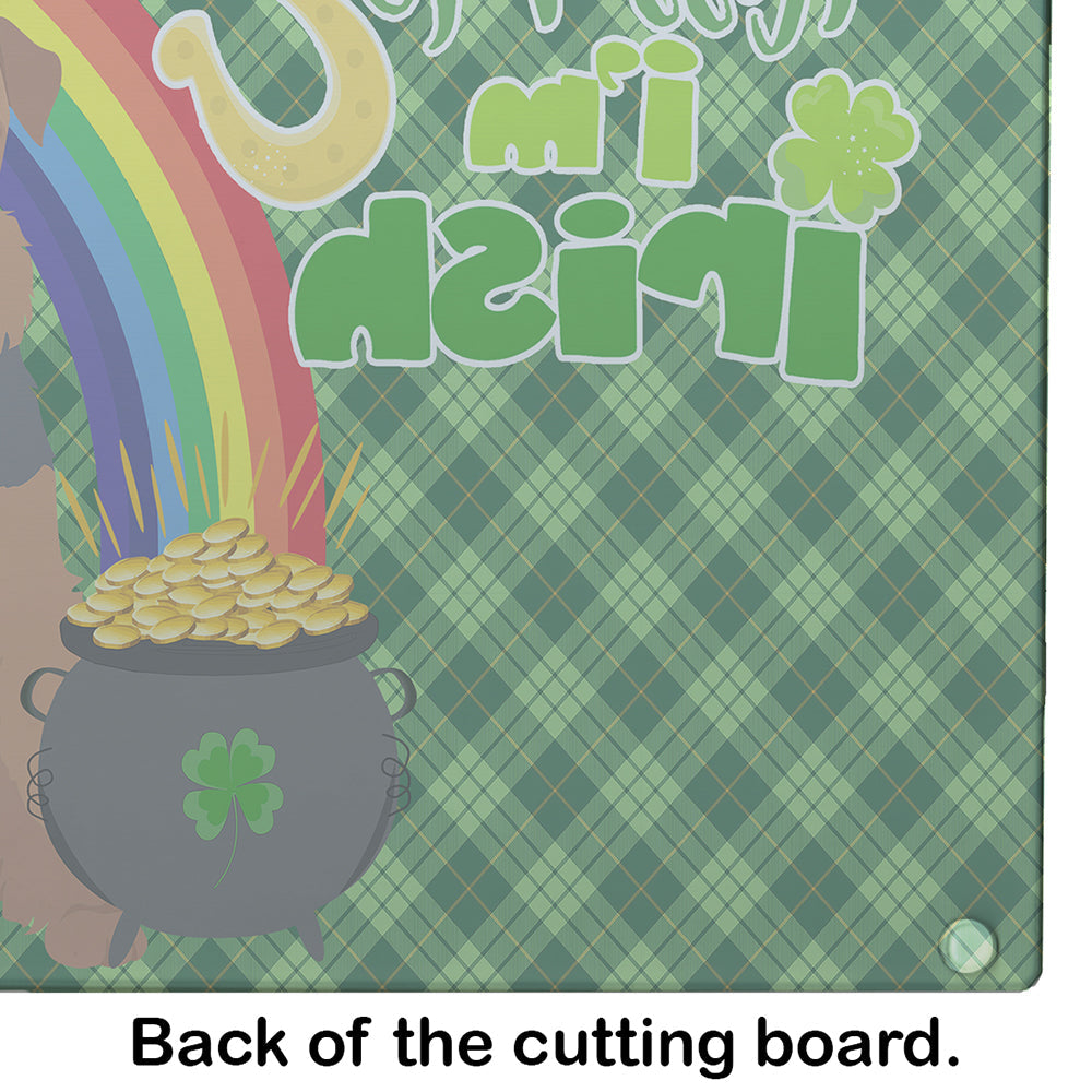 Grizzle and Tan Airedale Terrier St. Patrick's Day Cutting Board Tempered Glass Kitchen Cutting Surface, Heat Resistant Chopping, Non-Slip Feet, Food Prep & Serving