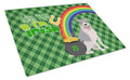 Blue and White Pit Bull Terrier St. Patrick's Day Cutting Board Tempered Glass Kitchen Cutting Surface, Heat Resistant Chopping, Non-Slip Feet, Food Prep & Serving