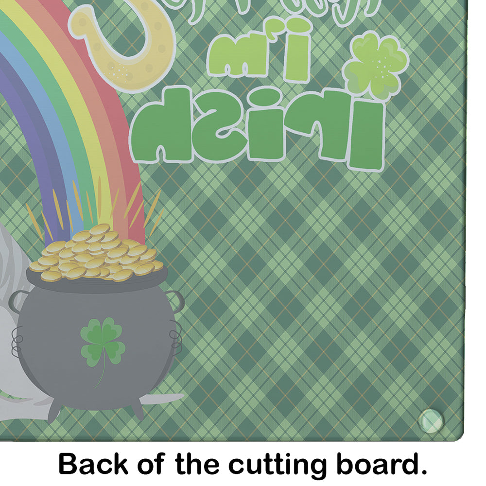 Blue Brindle Pit Bull Terrier St. Patrick's Day Cutting Board Tempered Glass Kitchen Cutting Surface, Heat Resistant Chopping, Non-Slip Feet, Food Prep & Serving