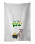 Blue Brindle Pit Bull Terrier St. Patrick's Day Kitchen Towel Set of 2 White Dish Towels Decorative Bathroom Hand towel for Hand, Face, Hair, Yoga, Tea, Dishcloth, 19 X 28", White