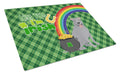Blue Pit Bull Terrier St. Patrick's Day Cutting Board Tempered Glass Kitchen Cutting Surface, Heat Resistant Chopping, Non-Slip Feet, Food Prep & Serving