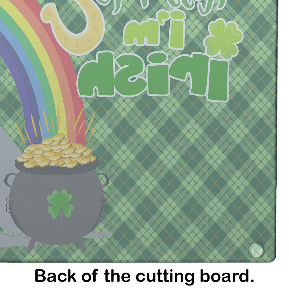 Blue Pit Bull Terrier St. Patrick's Day Cutting Board Tempered Glass Kitchen Cutting Surface, Heat Resistant Chopping, Non-Slip Feet, Food Prep & Serving