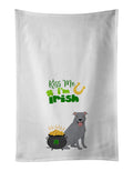 Blue Pit Bull Terrier St. Patrick's Day Kitchen Towel Set of 2 White Dish Towels Decorative Bathroom Hand towel for Hand, Face, Hair, Yoga, Tea, Dishcloth, 19 X 28", White