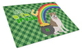 Fawn Brindle Pit Bull Terrier St. Patrick's Day Cutting Board Tempered Glass Kitchen Cutting Surface, Heat Resistant Chopping, Non-Slip Feet, Food Prep & Serving