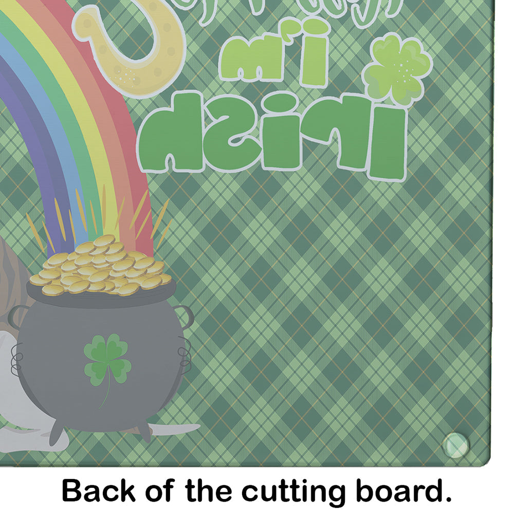 Fawn Brindle Pit Bull Terrier St. Patrick's Day Cutting Board Tempered Glass Kitchen Cutting Surface, Heat Resistant Chopping, Non-Slip Feet, Food Prep & Serving
