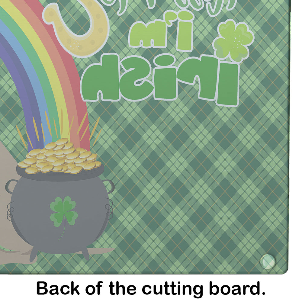 Fawn Pit Bull Terrier St. Patrick's Day Cutting Board Tempered Glass Kitchen Cutting Surface, Heat Resistant Chopping, Non-Slip Feet, Food Prep & Serving