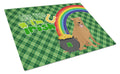 Red Pit Bull Terrier St. Patrick's Day Cutting Board Tempered Glass Kitchen Cutting Surface, Heat Resistant Chopping, Non-Slip Feet, Food Prep & Serving