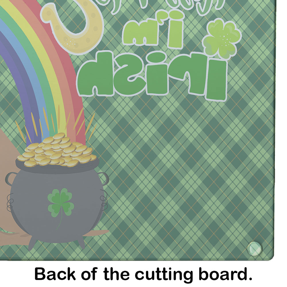 Red Pit Bull Terrier St. Patrick's Day Cutting Board Tempered Glass Kitchen Cutting Surface, Heat Resistant Chopping, Non-Slip Feet, Food Prep & Serving