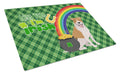Red and White Pit Bull Terrier St. Patrick's Day Cutting Board Tempered Glass Kitchen Cutting Surface, Heat Resistant Chopping, Non-Slip Feet, Food Prep & Serving