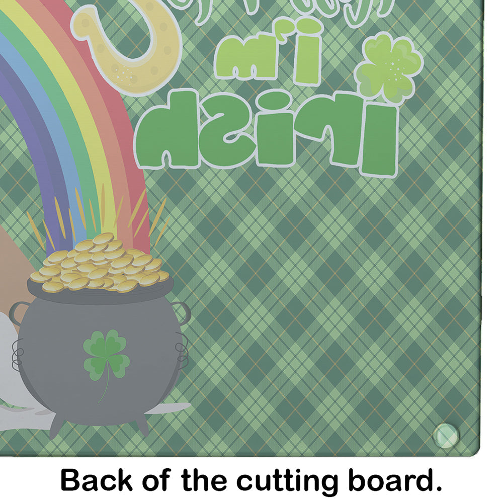Red and White Pit Bull Terrier St. Patrick's Day Cutting Board Tempered Glass Kitchen Cutting Surface, Heat Resistant Chopping, Non-Slip Feet, Food Prep & Serving