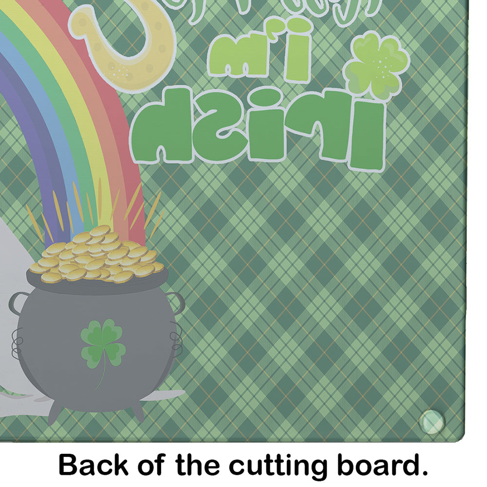 White Pit Bull Terrier St. Patrick's Day Cutting Board Tempered Glass Kitchen Cutting Surface, Heat Resistant Chopping, Non-Slip Feet, Food Prep & Serving