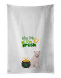 White Pit Bull Terrier St. Patrick's Day Kitchen Towel Set of 2 White Dish Towels Decorative Bathroom Hand towel for Hand, Face, Hair, Yoga, Tea, Dishcloth, 19 X 28", White