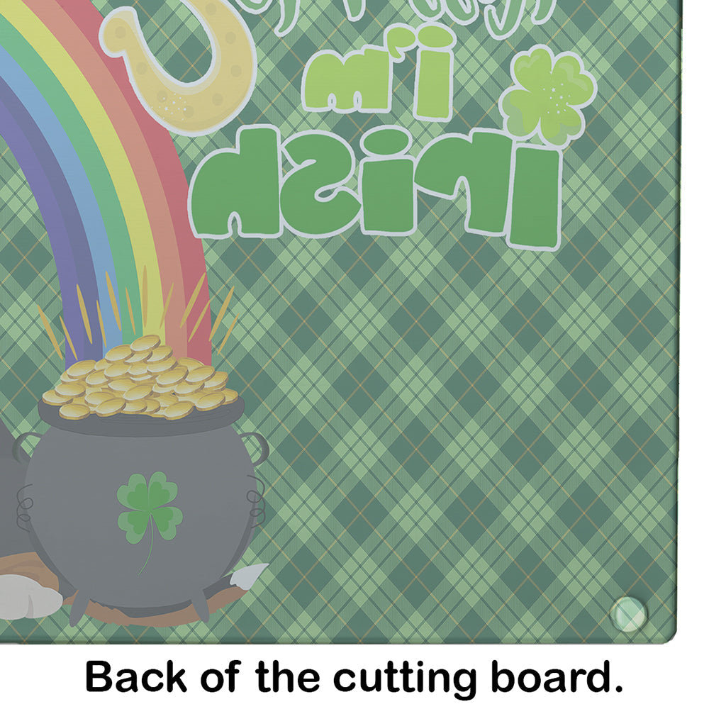 Black Tricolor Basset Hound St. Patrick's Day Cutting Board Tempered Glass Kitchen Cutting Surface, Heat Resistant Chopping, Non-Slip Feet, Food Prep & Serving