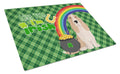 Lemon and White Tricolor Basset Hound St. Patrick's Day Cutting Board Tempered Glass Kitchen Cutting Surface, Heat Resistant Chopping, Non-Slip Feet, Food Prep & Serving