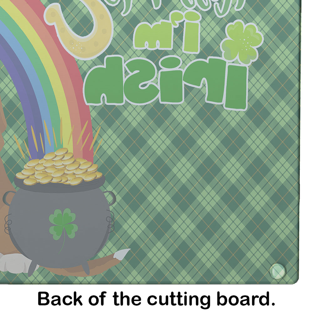Red and White Tricolor Basset Hound St. Patrick's Day Cutting Board Tempered Glass Kitchen Cutting Surface, Heat Resistant Chopping, Non-Slip Feet, Food Prep & Serving