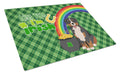Bernese Mountain Dog St. Patrick's Day Cutting Board Tempered Glass Kitchen Cutting Surface, Heat Resistant Chopping, Non-Slip Feet, Food Prep & Serving