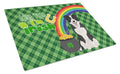 Black and White Border Collie St. Patrick's Day Cutting Board Tempered Glass Kitchen Cutting Surface, Heat Resistant Chopping, Non-Slip Feet, Food Prep & Serving