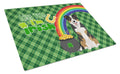 Tricolor Border Collie St. Patrick's Day Cutting Board Tempered Glass Kitchen Cutting Surface, Heat Resistant Chopping, Non-Slip Feet, Food Prep & Serving