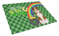 Red and White Border Collie St. Patrick's Day Cutting Board Tempered Glass Kitchen Cutting Surface, Heat Resistant Chopping, Non-Slip Feet, Food Prep & Serving