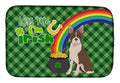 Red Boston Terrier St. Patrick's Day Dish Drying Mat Absorbent Dish Drying Mat Pad for Kitchen Counter Dish Drainer Mat for Countertop, 14 x 21", Multicolor
