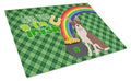 Red Boston Terrier St. Patrick's Day Cutting Board Tempered Glass Kitchen Cutting Surface, Heat Resistant Chopping, Non-Slip Feet, Food Prep & Serving